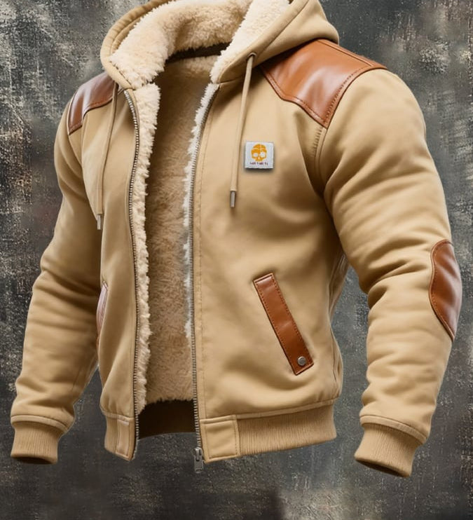 TEPLÝ VINTAGE KABÁT Z UMĚLÉ KŮŽE