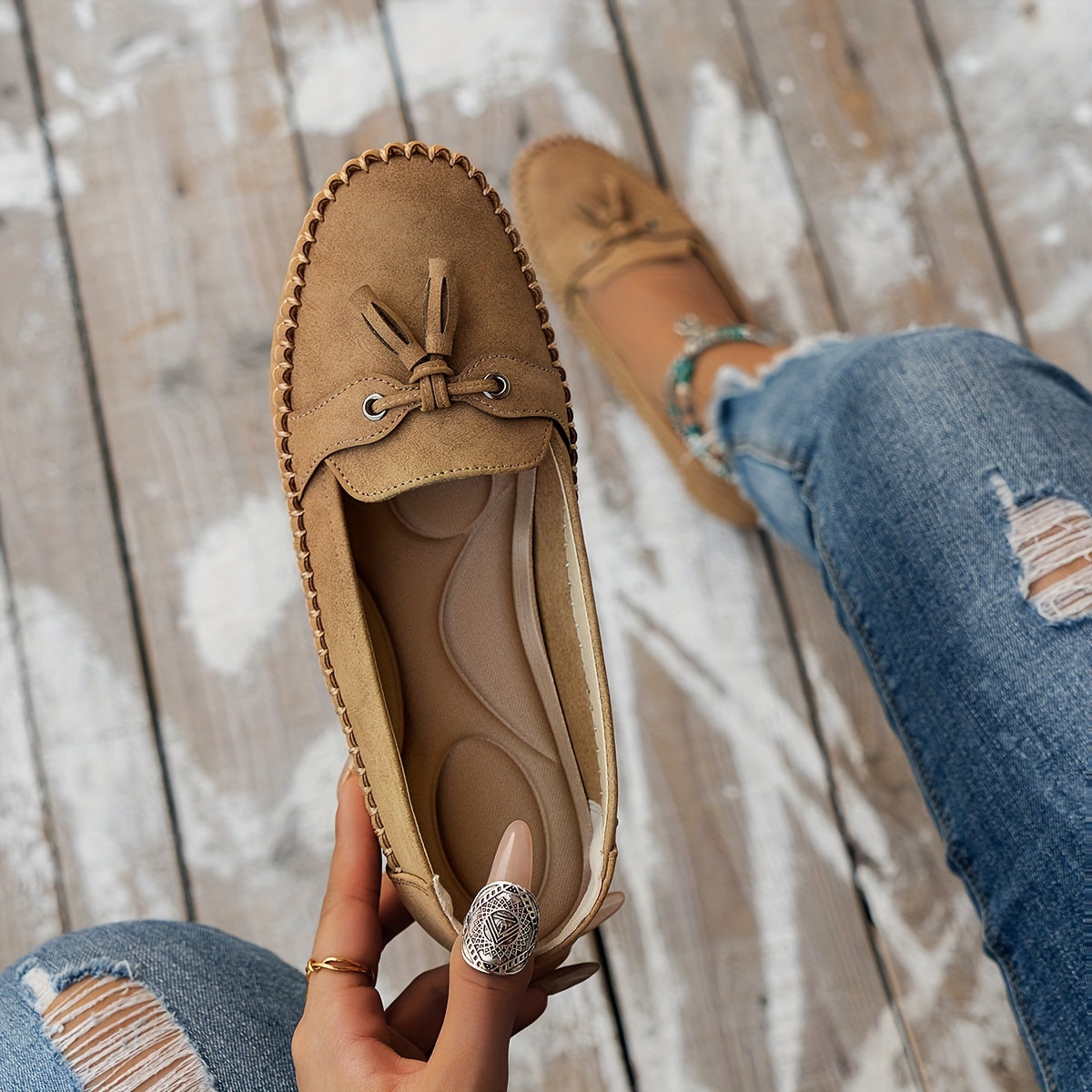 Viktorie® - Klasické loafers s detailem třásní