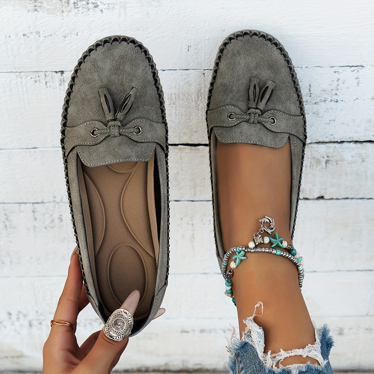 Viktorie® - Klasické loafers s detailem třásní